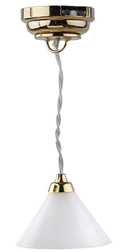 Dollhouse Miniature Led Modern Hanging Lamp W/ Cone Shade